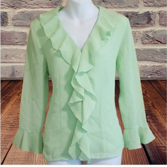 NWT Milano Silky Ruffle Flounce Blouse Small - Picture 1 of 12